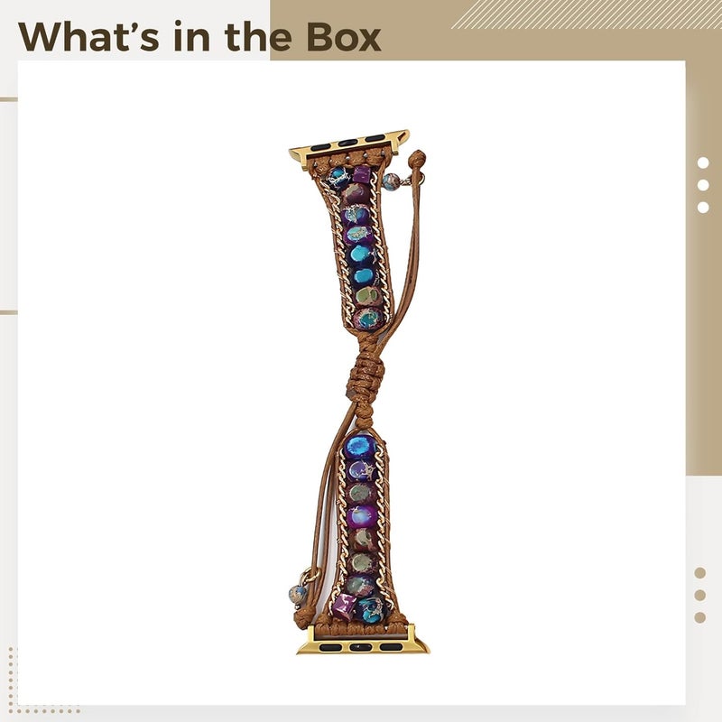 Bohemian Style Watch Band for Iwatch 7, Handmade Adjustable Beaded Stone Strap, 42Mm - Image 2