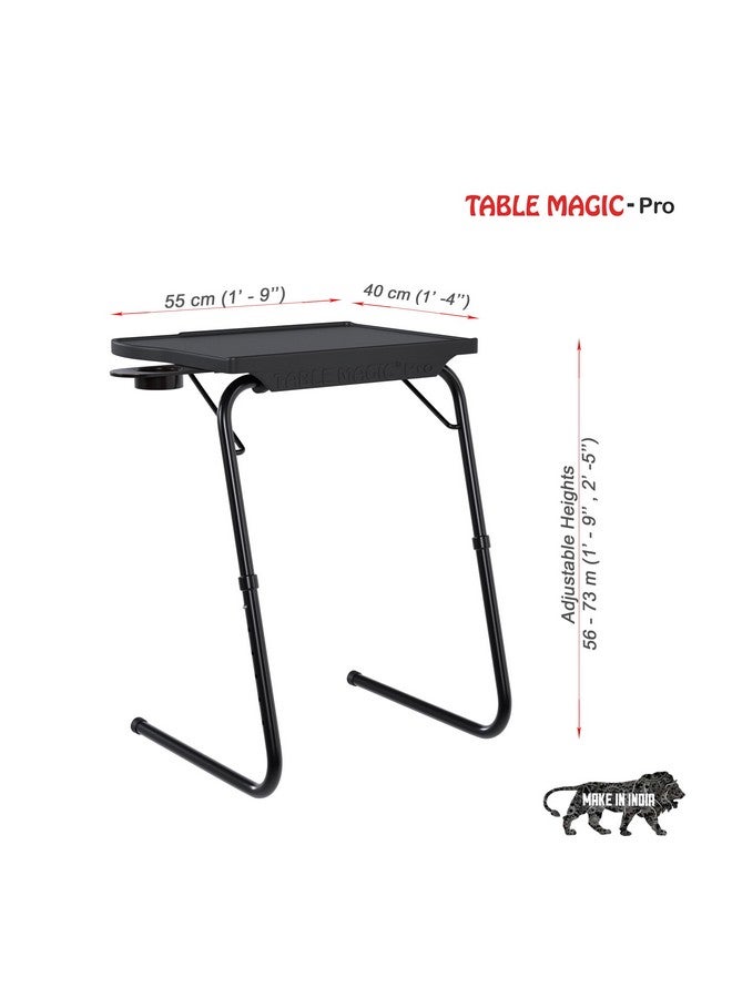 TABLE MAGIC - Pro Extended Work Space Laptop Table Mat Finish Laptop Table Multipurpose Height Adjustable Work Study Tv Tray Table Lap Desk (Smart, Black), Polypropylene - Image 3