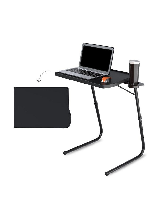 TABLE MAGIC - Pro Extended Work Space Laptop Table Mat Finish Laptop Table Multipurpose Height Adjustable Work Study Tv Tray Table Lap Desk (Smart, Black), Polypropylene - Image 1