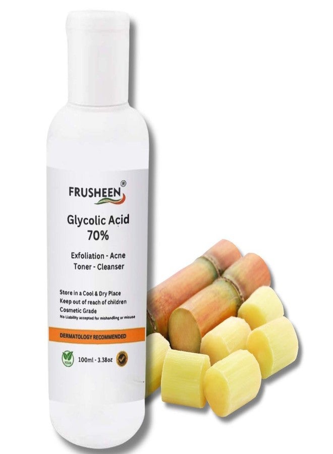 Frusheen سائل حمض الجليكوليك بتركيز 70% لصنع الصابون، والسيروم، والتونر، واللوشن، وغسول الوجه للعناية بالبشرة (100 مل) - Image 1