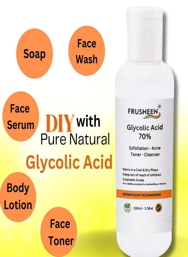 Frusheen سائل حمض الجليكوليك بتركيز 70% لصنع الصابون، والسيروم، والتونر، واللوشن، وغسول الوجه للعناية بالبشرة (100 مل) - Image 4