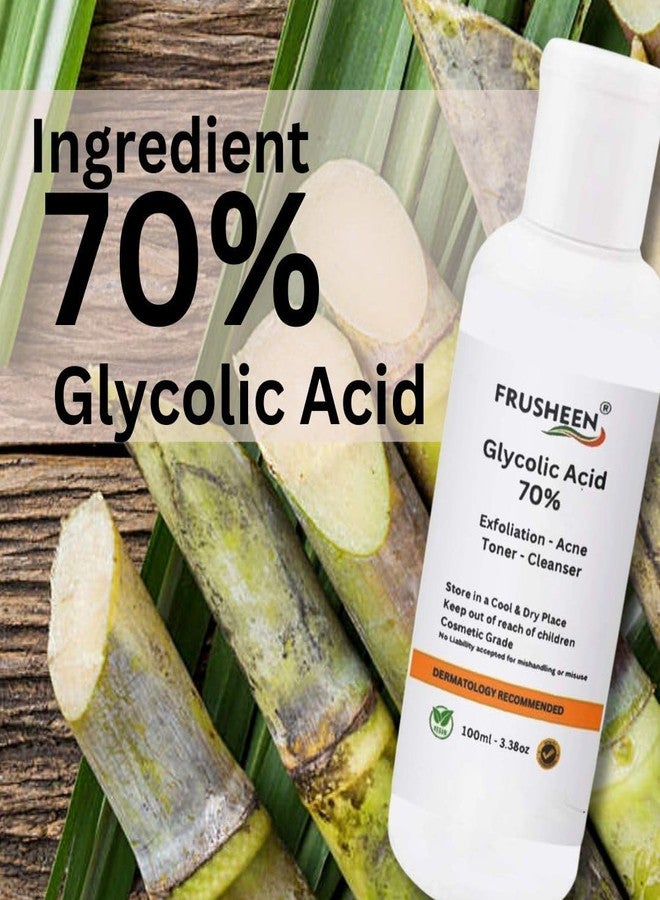 Frusheen سائل حمض الجليكوليك بتركيز 70% لصنع الصابون، والسيروم، والتونر، واللوشن، وغسول الوجه للعناية بالبشرة (100 مل) - Image 3