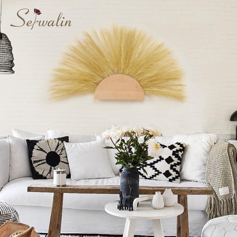 Serwalin 60Pcs Gold Pampas Grass Decor, 17.7" Faux Pampas Grass, Artificial Short Pompas Grass Branches Fluffy Plant Vase Filler Boho Decoration for Home Wedding Party - Image 3