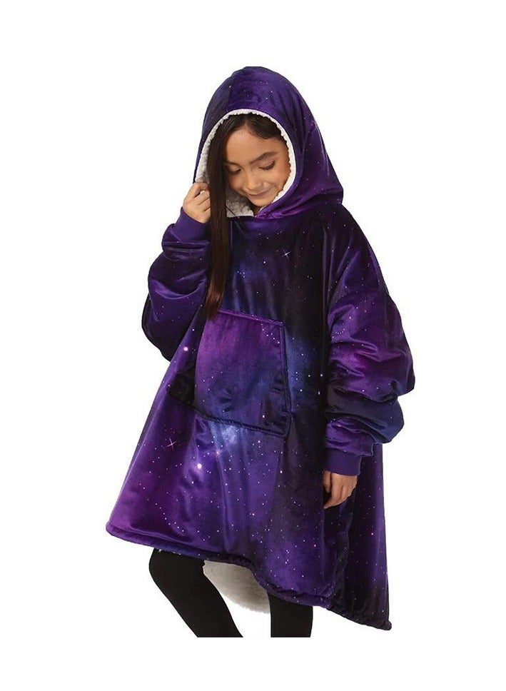Loquat 2024 Blanket Children's Solid Color Hoodie Warm Casual Jacket TV Blanket 