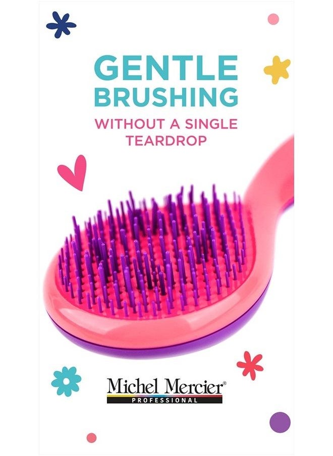 Michel Mercier - Detangling Brush for Girl - Kids Hair brush Painless & Relaxing Small Brush for Girls Curly Hair, Wet or Dry Hair - Specially Designed for Young Hands (Regular) - Image 1