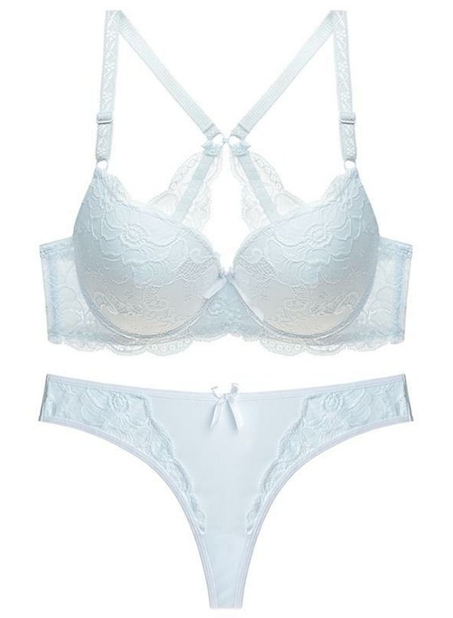 Loquat Comfy Solid Color Thin Cup Lace Bra Panty Set Women's Underwear Set White 