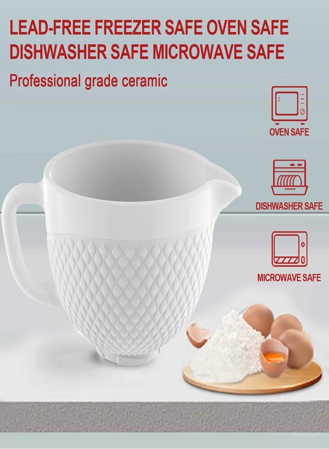 Gvode Ceramic Mixer Attachment Fit 4.5-5Q Tilt-Head Stand Mixers Bowl, Ceramic Bowl for Kitchenaid Mixer, 5 QT for Kitchenaid Bowl - White - Image 3