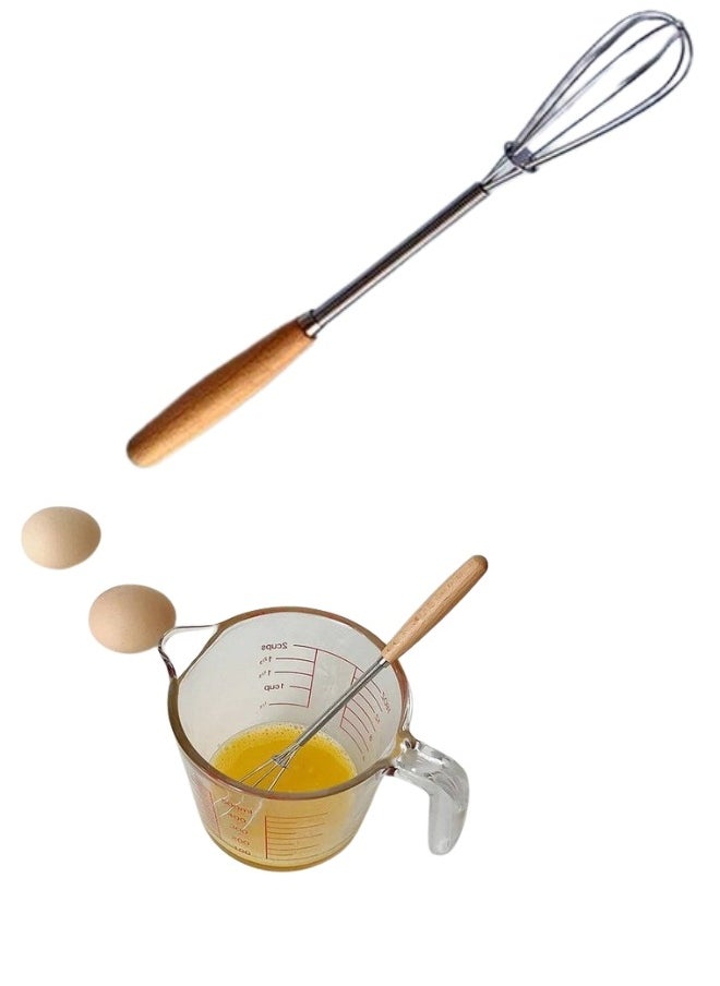 Stainless Steel Wire Egg Beater with Wooden Handle for Mixing Ingredients and Mixing Sauces 19cm - 1pc