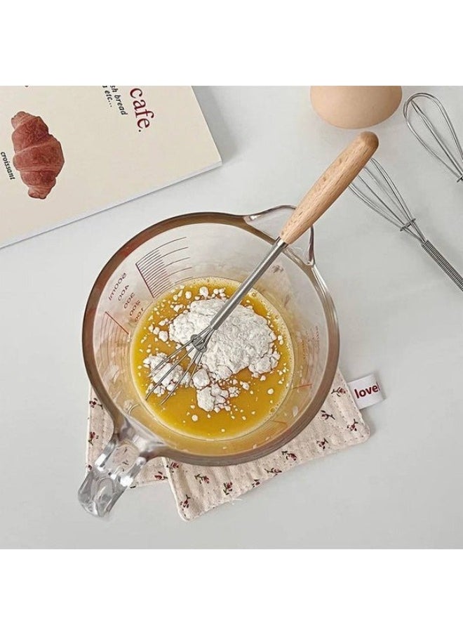 Stainless Steel Wire Egg Beater with Wooden Handle for Mixing Ingredients and Mixing Sauces 19cm - 1pc