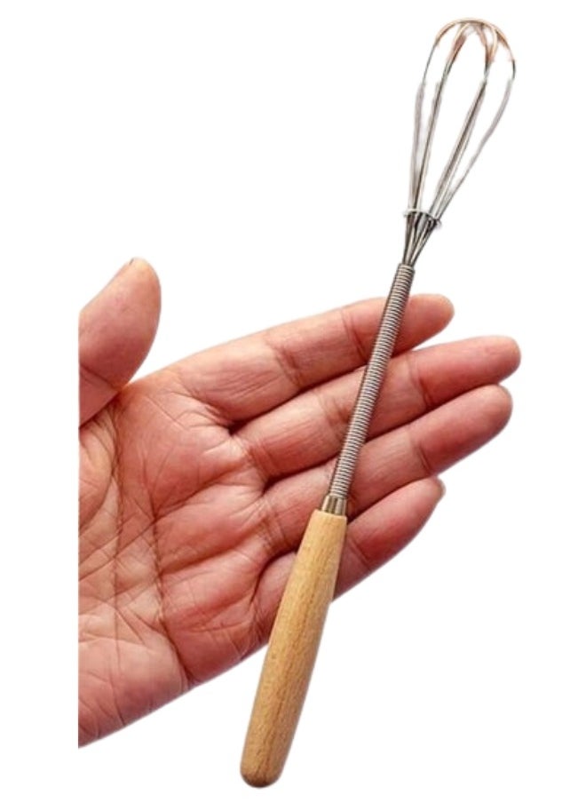 Stainless Steel Wire Egg Beater with Wooden Handle for Mixing Ingredients and Mixing Sauces 19cm - 1pc