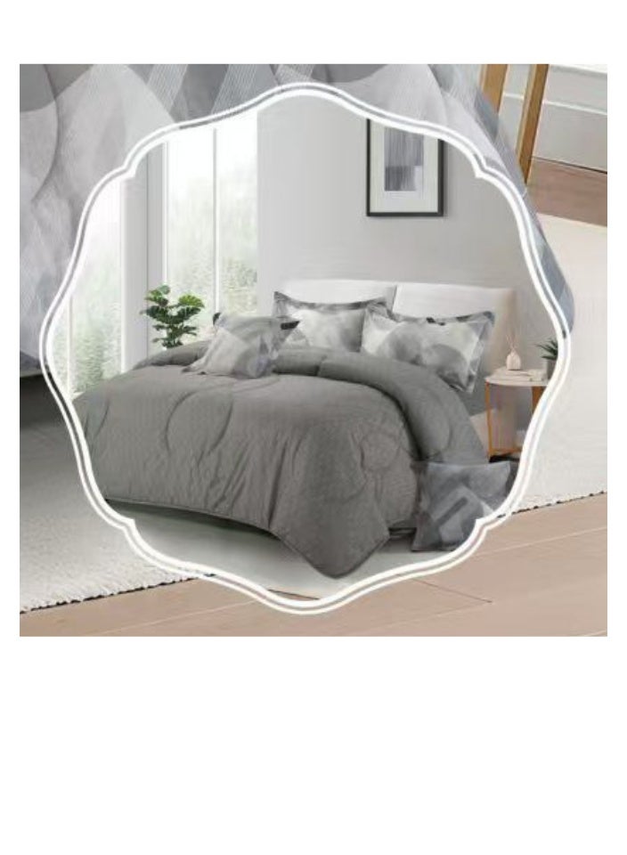 بلو سكاي مفرش سرير نفرين فخم من المايكروفايبر 100% ، غطاء سرير ، قابل للإستخدام على الوجهين، طقم مفارش بحشوة دبل  ، طقم نوم يتكون من 6 قطع ( مفرش بحشوة + شرشف مطاط للمرتبة + واقي مخدة + كيس مخدة + وسادة مربعة + كيس للوسادة المربعة  ) مقاس المفرش 240X260 سم ومقاس المغاط 200x200 سم ( اللون نفس الصورة) - Image 5