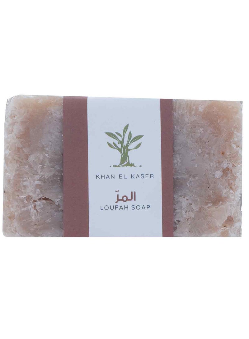 Khan El Kaser Loufah Soap - Myrrh | Deep Hydration and Exfoliation | Perfect for Strawberry Legs and Skin Softening | Natural Ingredients | 120g