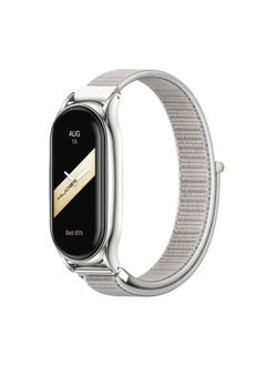 Generic Replacement Strap For Xiaomi Mi Band 8 Mijobs Plus Case Breathable Nylon Loop Watch Band Sea Shell Silver 