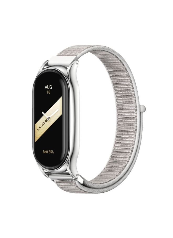 Generic - Replacement Strap For Xiaomi Mi Band 8 Mijobs Plus Case Breathable Nylon Loop Watch Band Sea Shell Silver - Image 1