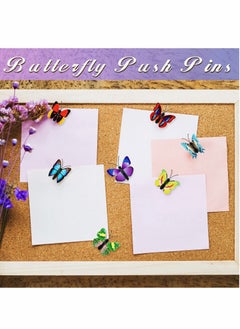 KASTWAVE Thumb Tacks, 50 Pcs Butterfly ThumbNails Decorative Push Pins Colorful Cute Pushpins for Photo Wall Whiteboard Corkboard Maps or Bulletin Board Office Supplies  - Image 2