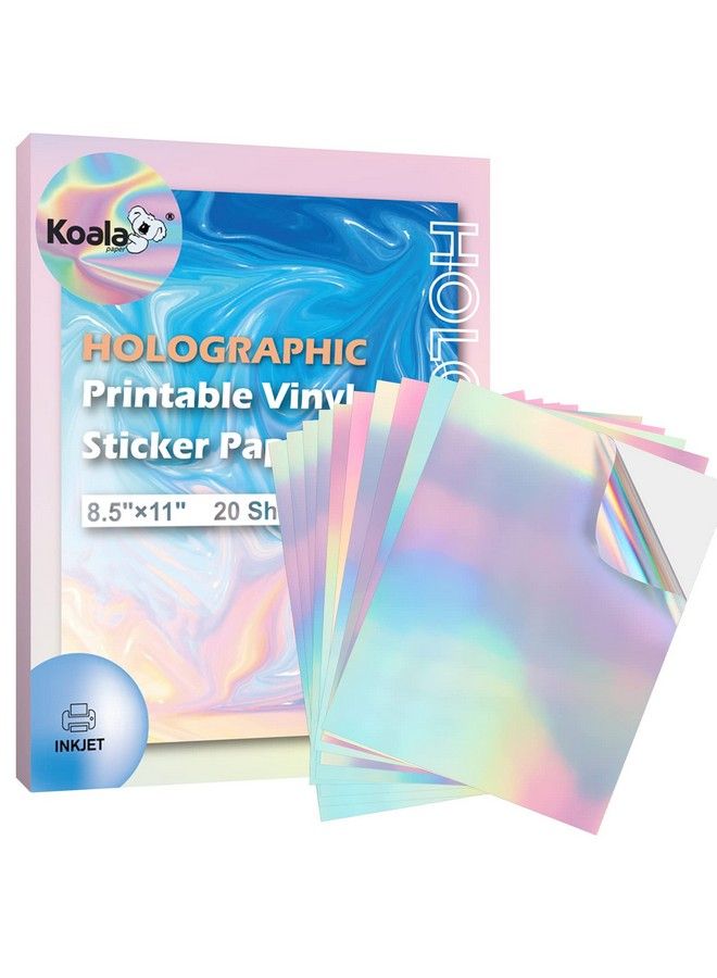 KOALA PAPER Koala Holographic Sticker Paper For Inkjet Printer 20 Sheets 8.5X11 Inch Printable Vinyl Rainbow Waterproof Dries Quickly Vivid Color Tear Resistant - Image 2
