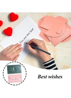 KASTWAVE Mini Envelopes Two Colors 20 Pieces  Pearlescent Paper  Creative Vintage Cute Heart Buckle for Wedding  Birthday  Party Gift Cards (Pink  Green)  - Image 2