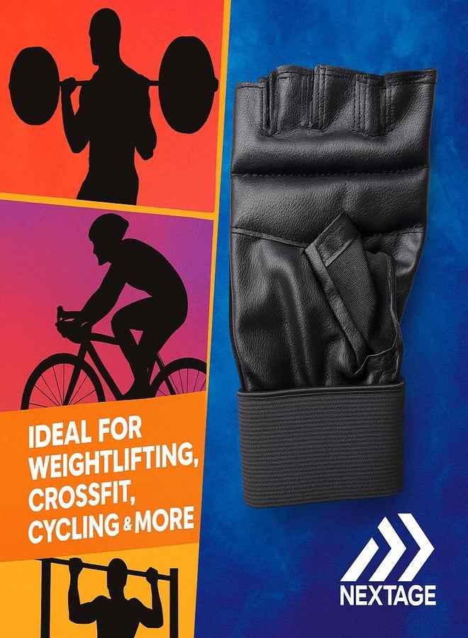قفازات رياضية من نيكستاج للرجال والنساء | قفازات رياضية بمقاس واحد مع دعم للمعصم | قفازات بدون أصابع لرفع الأثقال، والكروسفت، وركوب الدراجات، والتدريب، واللياقة البدنية، والتمارين الرياضية، وتمارين السحب لأعلى - Image 4