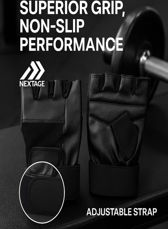 قفازات رياضية من نيكستاج للرجال والنساء | قفازات رياضية بمقاس واحد مع دعم للمعصم | قفازات بدون أصابع لرفع الأثقال، والكروسفت، وركوب الدراجات، والتدريب، واللياقة البدنية، والتمارين الرياضية، وتمارين السحب لأعلى - Image 3