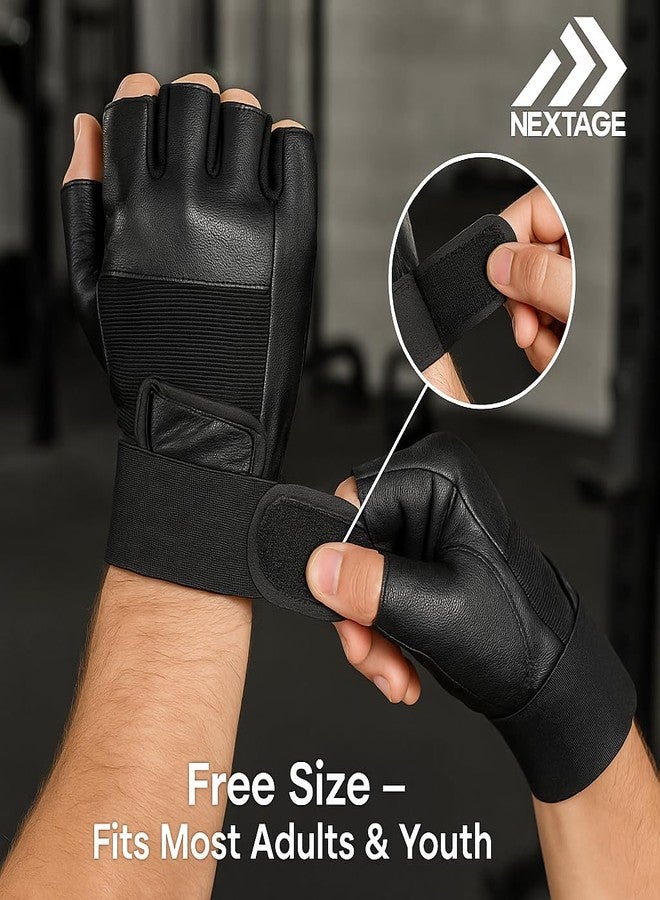 قفازات رياضية من نيكستاج للرجال والنساء | قفازات رياضية بمقاس واحد مع دعم للمعصم | قفازات بدون أصابع لرفع الأثقال، والكروسفت، وركوب الدراجات، والتدريب، واللياقة البدنية، والتمارين الرياضية، وتمارين السحب لأعلى - Image 5