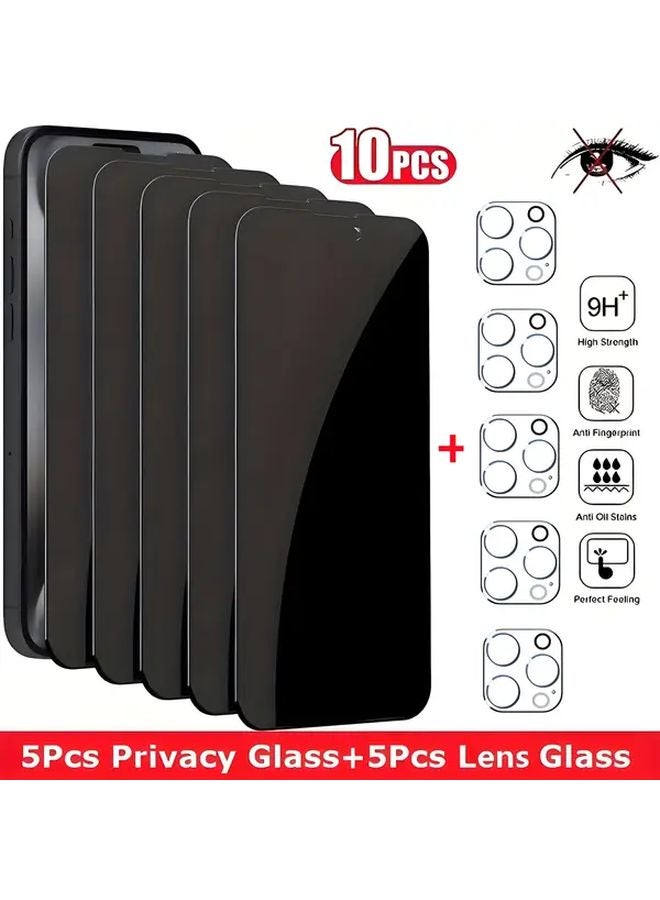 5Pcs Privacy Screen Protector And 5Pcs Camera Lens Guard For iPhone 14 - Image 2