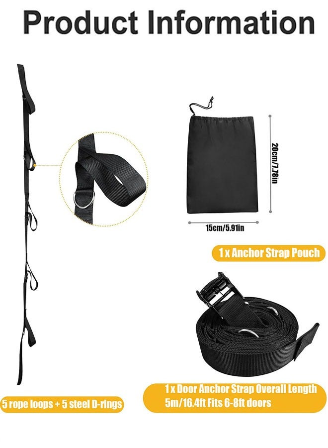 Door Anchor Strap for Resistance Bands, Door Resistance Bands for Workouts, Strength Training, Portable Door Gym Attachment for Home Fitness, Multi Point Anchor Workout Equipment - Image 2
