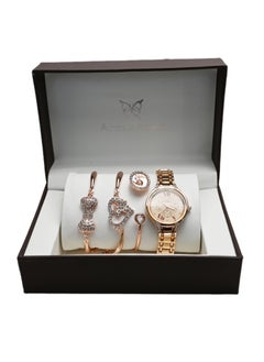 Ladies Watch And Bracelet Set Rose Gold Women Bracelet Watches Bangle Watches For Women Classic Jewellery And Watches Gift Set, 4 Pieces Gift Set
