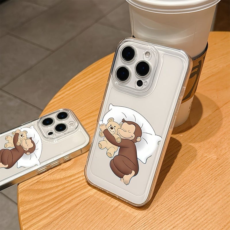 Cute Cartoon Georges Transparent TPU Phone Case For iPhone 12 Mixed Color Ultra Thin Soft Back Cover - Image 4