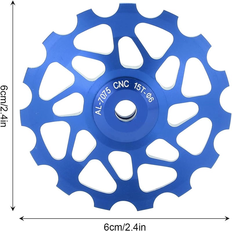 cheekyglo Rear Derailleur Pulley, 15T Mountain Bicycle Jockey Wheel Rear Derailleur Steel Bearing Guide Roller Pulley Bike Derailleur Accessory blue - Image 3