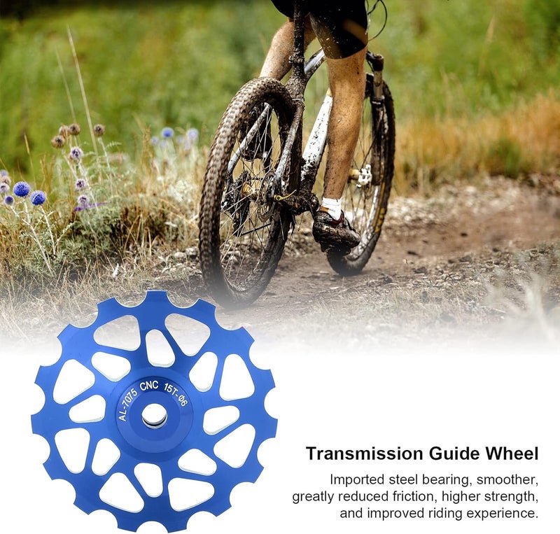 cheekyglo Rear Derailleur Pulley, 15T Mountain Bicycle Jockey Wheel Rear Derailleur Steel Bearing Guide Roller Pulley Bike Derailleur Accessory blue - Image 5