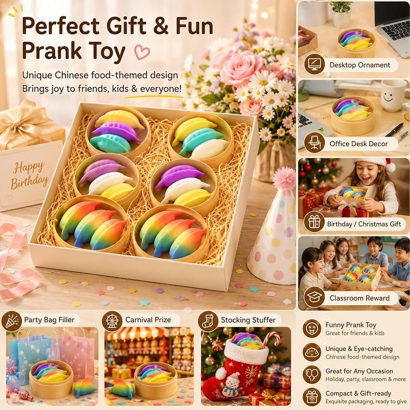 Gucbbaui Dumpling Squishies, Dumpling Squishy Mystery Box, Colorful Sensory Squeeze Toys Stress Relief Ball, Bao Bun Fidget Toys Adults & Teens, Soft Handheld Relaxation Toy for Holiday & Birthday Gifts - Image 5
