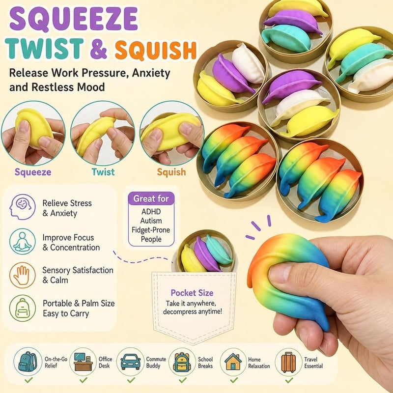 Gucbbaui Dumpling Squishies, Dumpling Squishy Mystery Box, Colorful Sensory Squeeze Toys Stress Relief Ball, Bao Bun Fidget Toys Adults & Teens, Soft Handheld Relaxation Toy for Holiday & Birthday Gifts - Image 3