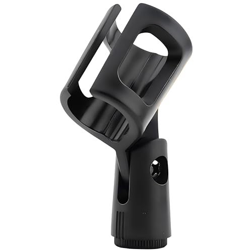 CLAPONE Microphone Mic Holder, Adjustable Angle Clip for Stand Rubber Flexible Microphone Clip Black Wireless Clamp for Mics Stand Handheld (Black, Mic Holder Regular) - Image 1