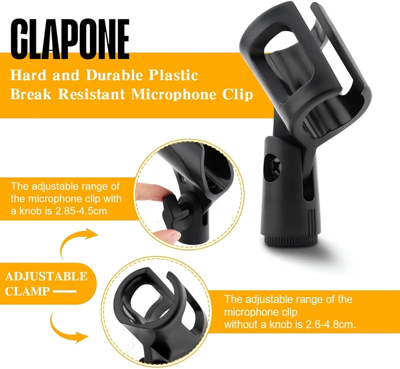 CLAPONE Microphone Mic Holder, Adjustable Angle Clip for Stand Rubber Flexible Microphone Clip Black Wireless Clamp for Mics Stand Handheld (Black, Mic Holder Regular) - Image 3
