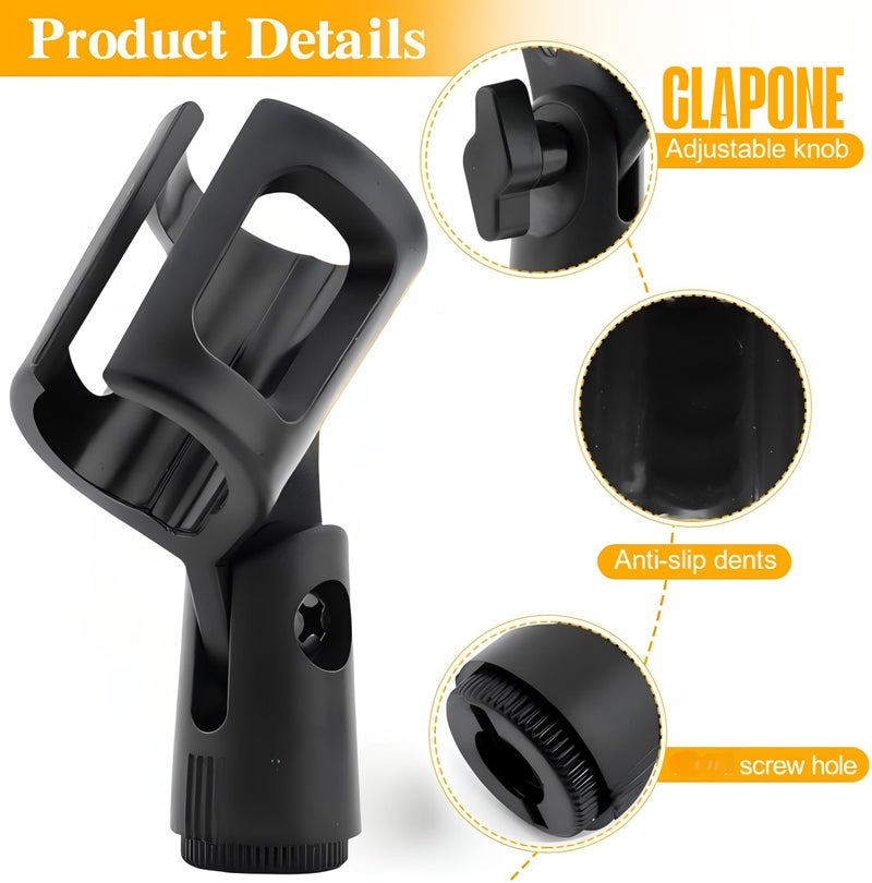 CLAPONE Microphone Mic Holder, Adjustable Angle Clip for Stand Rubber Flexible Microphone Clip Black Wireless Clamp for Mics Stand Handheld (Black, Mic Holder Regular) - Image 4