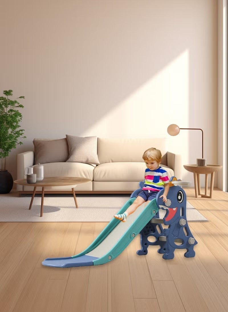 ما بيبي زحليقة أطفال قابلة للطي، زحليقة ترفيهية مستقلة للأطفال، سهلة التركيب، مجموعة ألعاب تسلق لملعب الأطفال مع حامل كرة سلة، مناسبة للأطفال الصغار في الأماكن المغلقة والمفتوحة. - Image 2