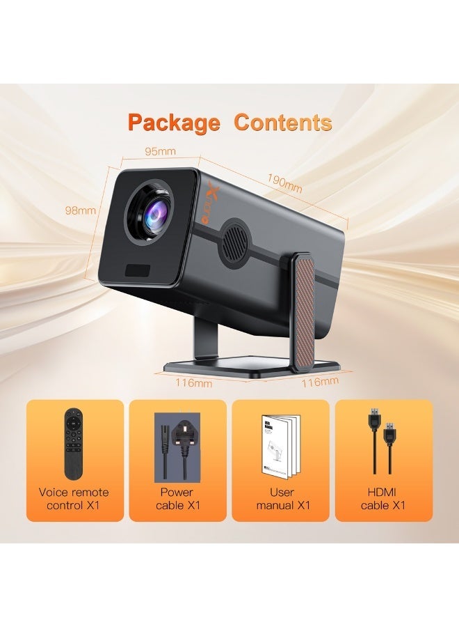 Xnano Smart Projector Full HD 1080P 4K Portable Projector 300 Ansi Auto Focus 4-Point Keystone Correction / Intelligent Obstacle Avoidance / Screen Automatic Alignment / Screen Mirroring / Motion Compensation / Multiple Compatible Interfaces. HDMI Connection/Audio Connection/USB Connection - Image 3