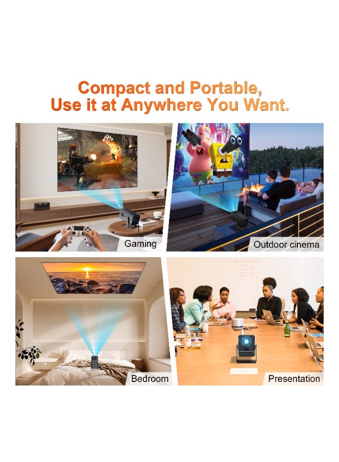 Xnano Smart Projector Full HD 1080P 4K Portable Projector 300 Ansi Auto Focus 4-Point Keystone Correction / Intelligent Obstacle Avoidance / Screen Automatic Alignment / Screen Mirroring / Motion Compensation / Multiple Compatible Interfaces. HDMI Connection/Audio Connection/USB Connection - Image 5