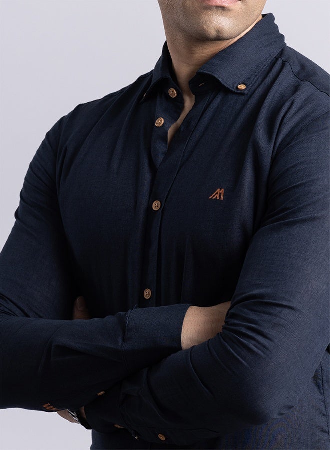 Mannerism The Nautical Classic Navy Linen Shirt with Crisp Breathability - Image 4