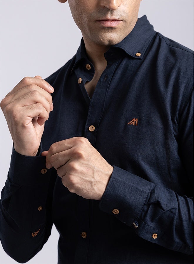 Mannerism The Nautical Classic Navy Linen Shirt with Crisp Breathability - Image 3