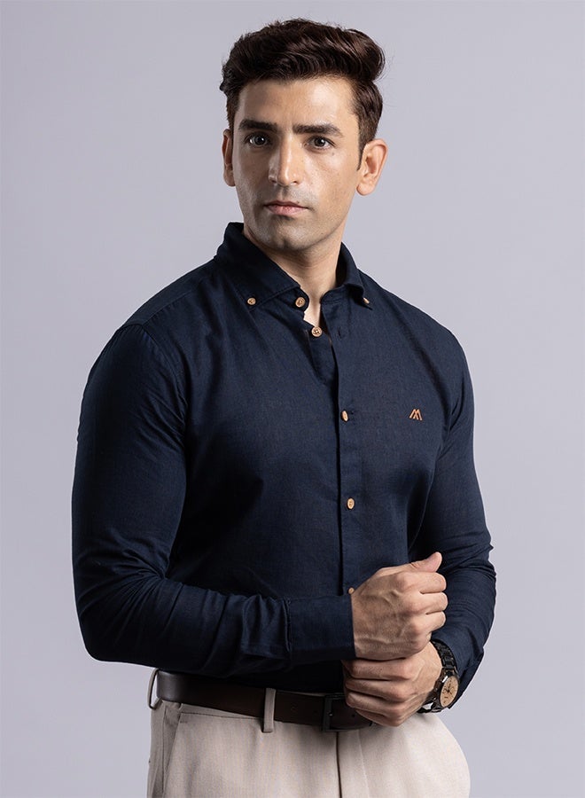 Mannerism The Nautical Classic Navy Linen Shirt with Crisp Breathability - Image 1