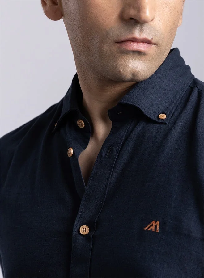 Mannerism The Nautical Classic Navy Linen Shirt with Crisp Breathability