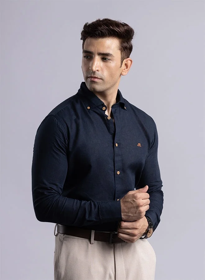 Mannerism The Nautical Classic Navy Linen Shirt with Crisp Breathability