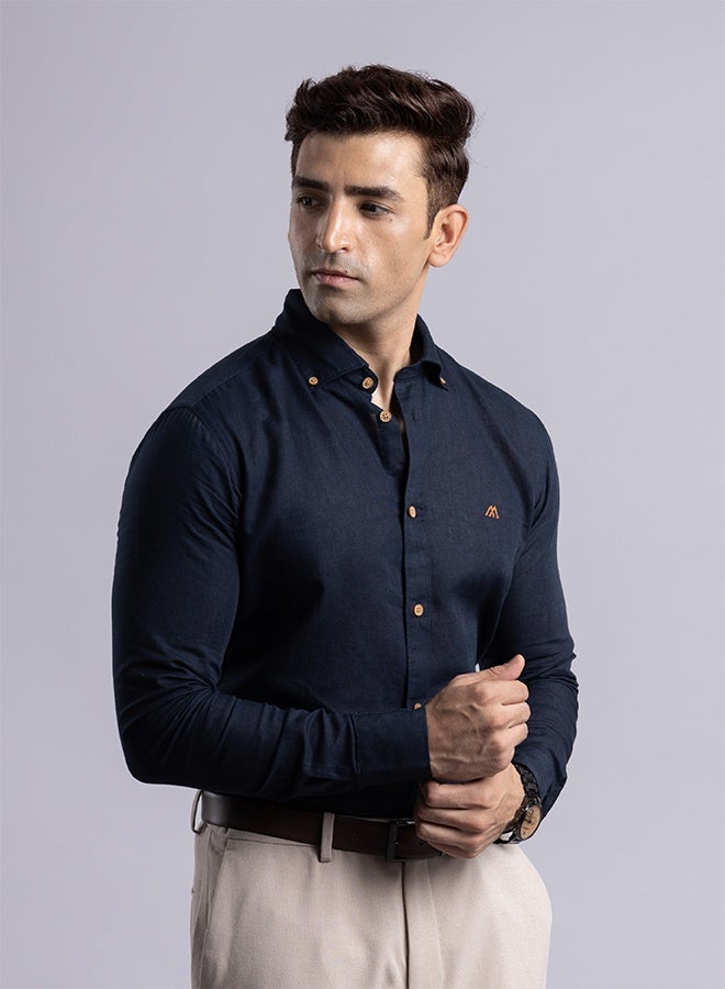 Mannerism The Nautical Classic Navy Linen Shirt with Crisp Breathability - Image 1