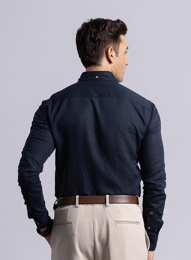 Mannerism The Nautical Classic Navy Linen Shirt with Crisp Breathability - Image 5