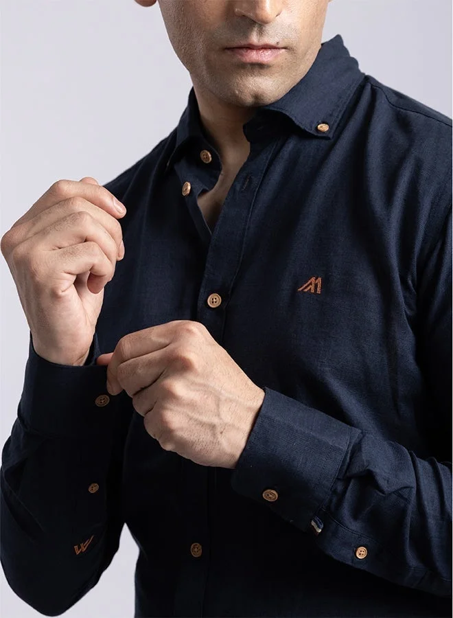 MANNERISM  The Nautical Classic Navy Linen Shirt with Crisp Breathability for Men | Best Price UAE