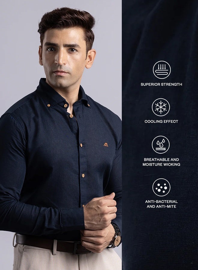 Mannerism The Nautical Classic Navy Linen Shirt with Crisp Breathability - Image 3