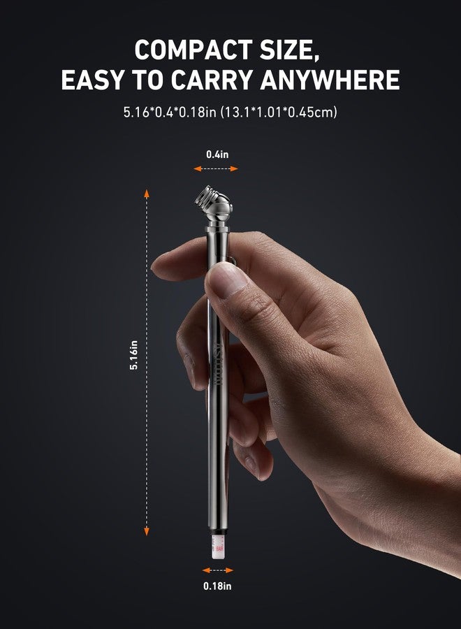 AstroAI Pencil Tire Pressure Gauge 2 Pack (10-75PSI, ±2% Span), Air Pressure Gauge for Tires, Stainless Steel Body, and Metal Made Nozzle 3 Measurements for Cars, Bikes, Vehicles - Image 4