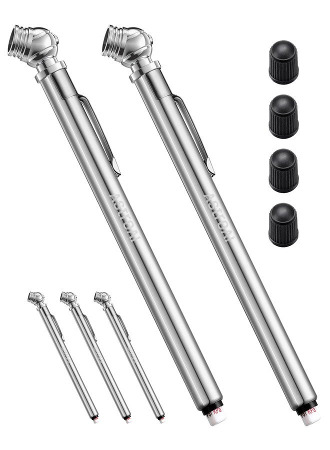 AstroAI Pencil Tire Pressure Gauge 2 Pack (10-75PSI, ±2% Span), Air Pressure Gauge for Tires, Stainless Steel Body, and Metal Made Nozzle 3 Measurements for Cars, Bikes, Vehicles - Image 1