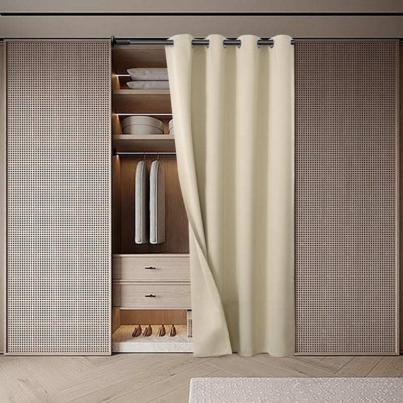 BGment BGURE BEIGE DOOR Surtain 80 بوصة الطول لمدخل غرفة نوم الخزانة الستار الخصوصية الحرارية معزول معزول الغرفة المقسم لفصل الغرفة 1 لوحة 52 بوصة - Image 2